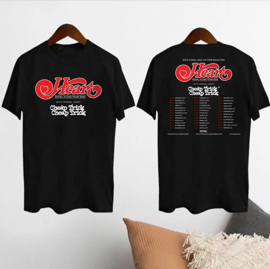 

Heart Band Royal Flush Tour 2024 T-Shirt, Rock Band Heart 2024 T Shirt Heavyweig 4XL