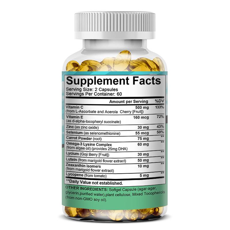 Vitamin C Vitamin E Zinc Selenium Carrot Powder Lutein Zeaxanthin 120 Capsules