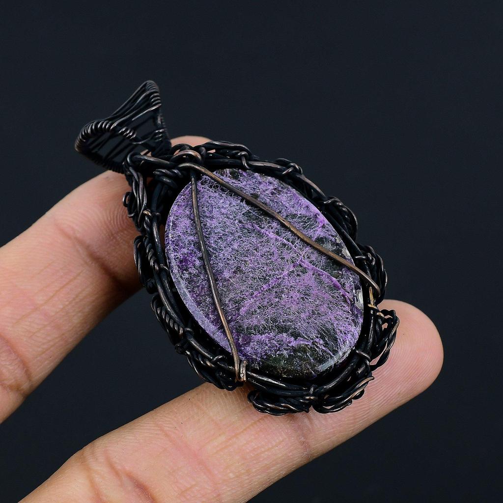 Purpurite Jewelry, 999 Copper Wire Wrapped Pendant Handmade Gemstone Jewelry, Gifts For Wife Brand New Pendant