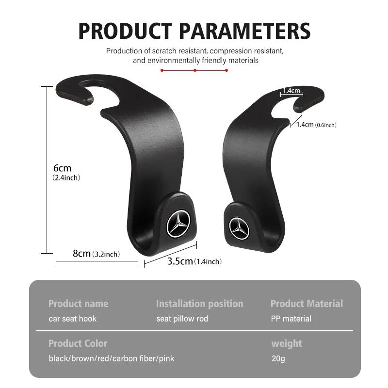 2pcs Car Headrest Hook Storage Hanger Back Seat Organizer Holder For Mercedes Benz AMG A C E S G Class W201 W210 W108 W204 W205