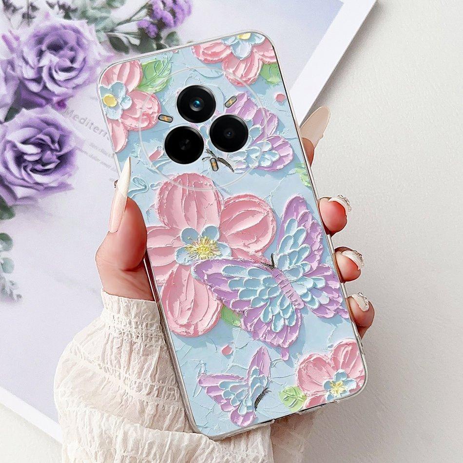 For Realme 14 Pro 14Pro+ Elegant Floral Cat Printed Phone Case For Realme 14 Pro Plus 14Pro 5G Soft Silicone TPU Cases