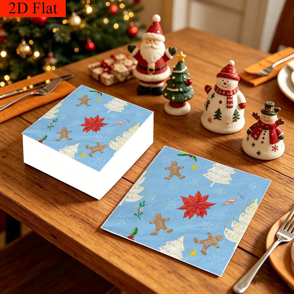 20pcs Disposable Napkins with Christmas Elements Pattern Print for Wedding,Parties,and Daily Use for Thanksgiving Fall Christmas Table Decoration
