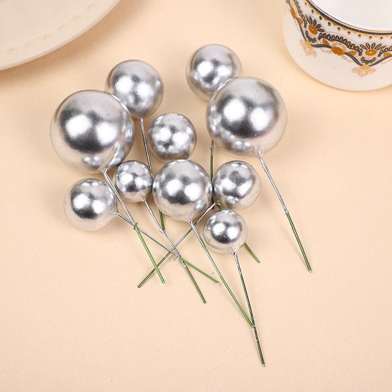Cross-Border Cake Decorating Round Balls: Gold & Silver DIY Foam Inserts for Baking & Dessert Displays