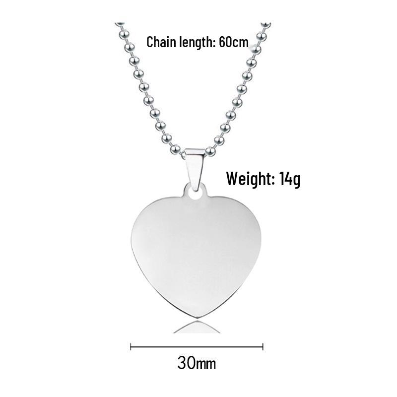 European-American Black Stainless Steel Heart Pendant Necklace – Engraved Titanium Steel Christmas Gift