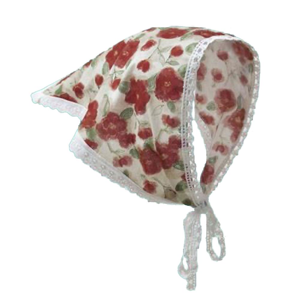 Eleganter Dreieckstuch mit Blumenmuster Atmungsaktives Kopftuch für Damen Französische Kopfbedeckung für Musikfestival