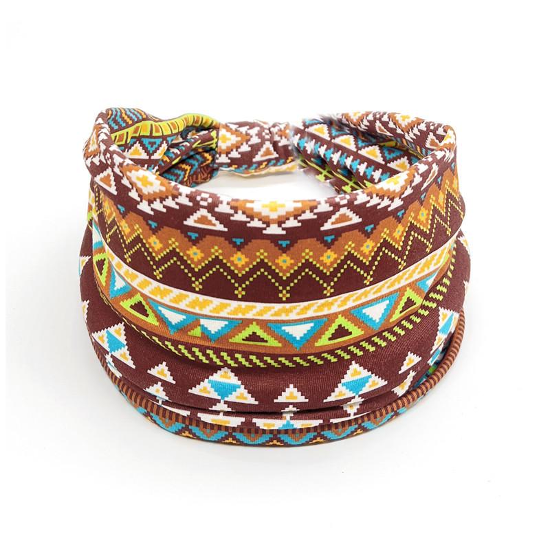European American Women's Hair Band African Print Pattern Wide Edge Elastic Knot Sports Yoga Headband Women's Headwear Hair