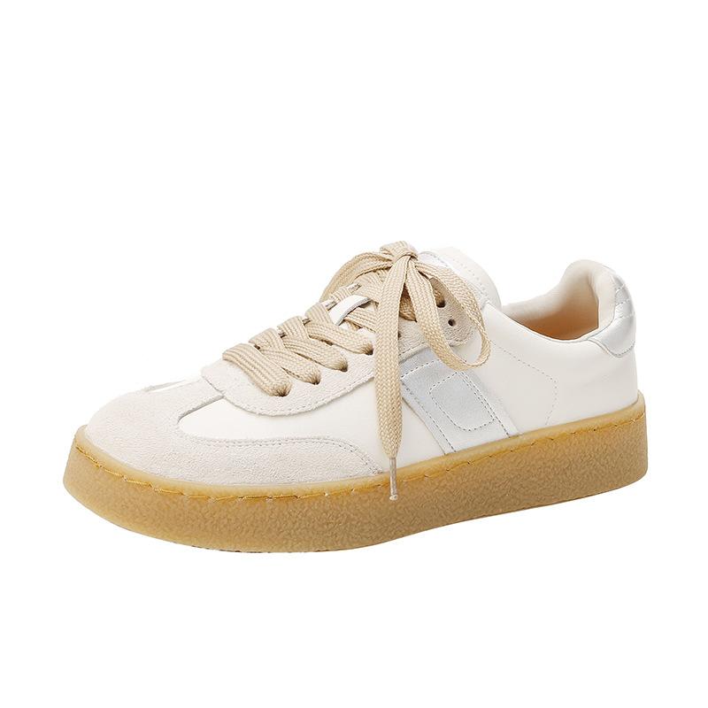 

Весна и лето новая кожаная толстоподошвенная цветная круглая голова обувь Dexun шнуровка повседневная обувь для скейтборда женская 34