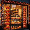 Party Atmosphere Decoration Halloween Porch Sign Banner, Pumpkin Ghost Awning Hanging Wall Supplies Door Decoration, Front Wreath Banner Yard