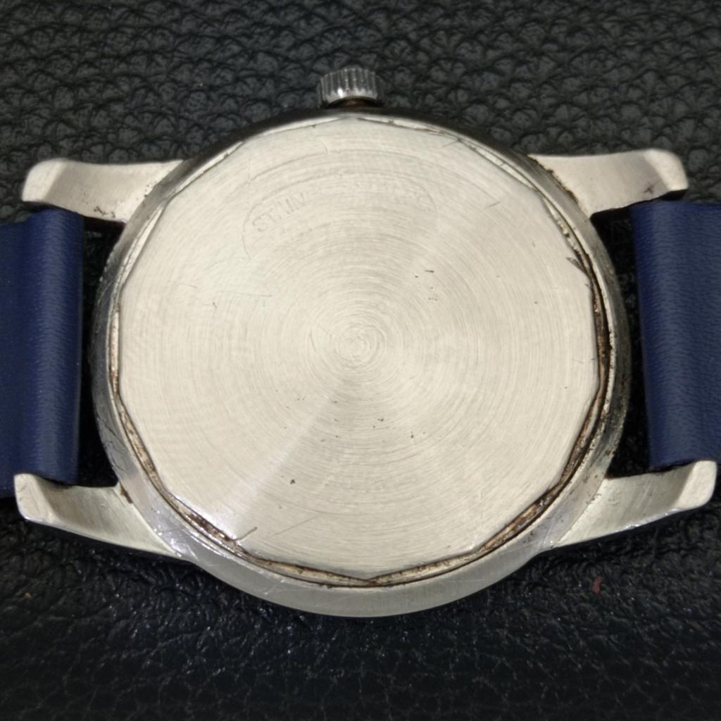 USED ENICAR STAR JEWELS HAND-WINDING SWISS MENS BLUE COLOR DIAL WATCH A431425-2 R107-a431425