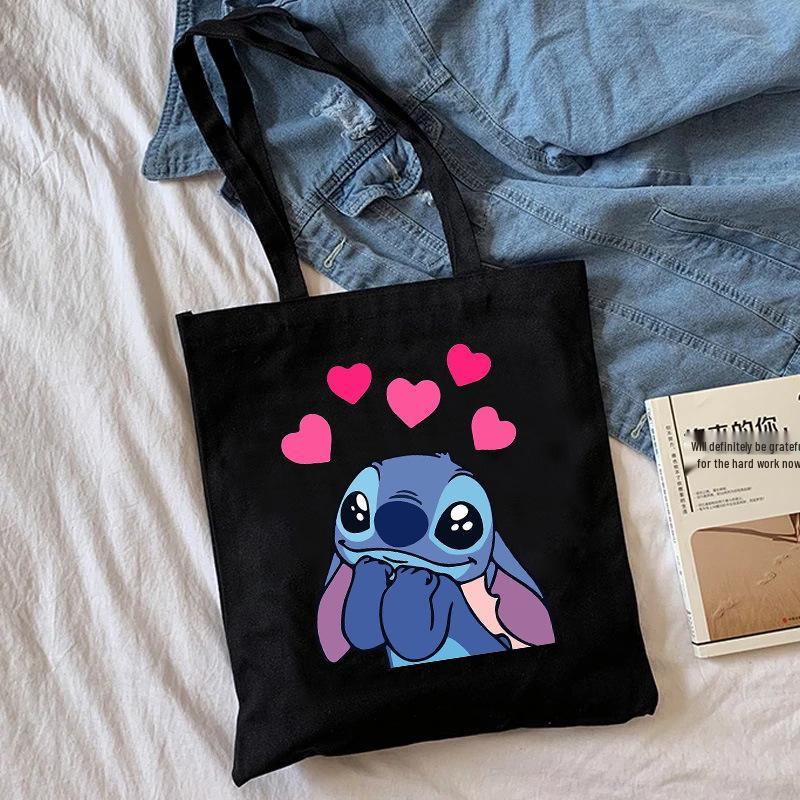 Lilo & Stitch Print Canvas Shoulder Backpack and Shopping Bag