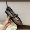 Flache Netzschuhe, Ausgeschnittene Mary-Sandalen, Einzelne Schuhe mit eckiger Spitze, Fischernetz Sommer Atmungsaktiv Flache Öffnung