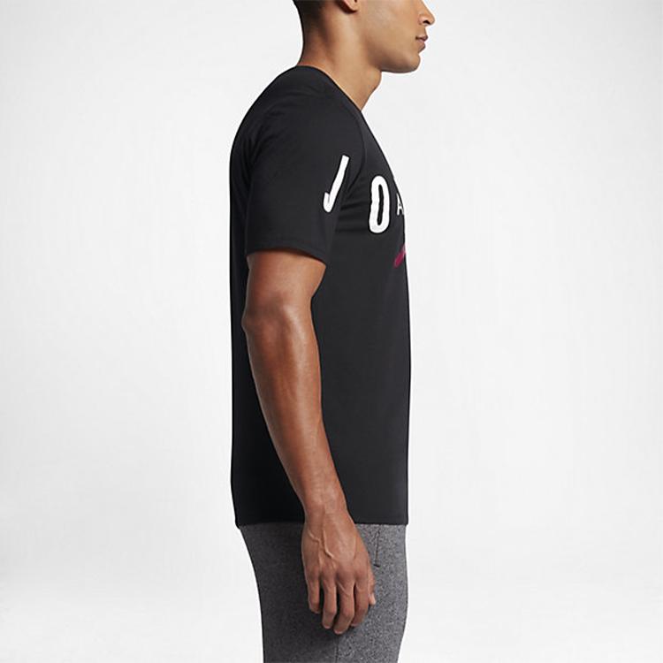 Jordan Alphabet Logo Print Short Sleeve T-shirt Men Tops Black BQ5093-010