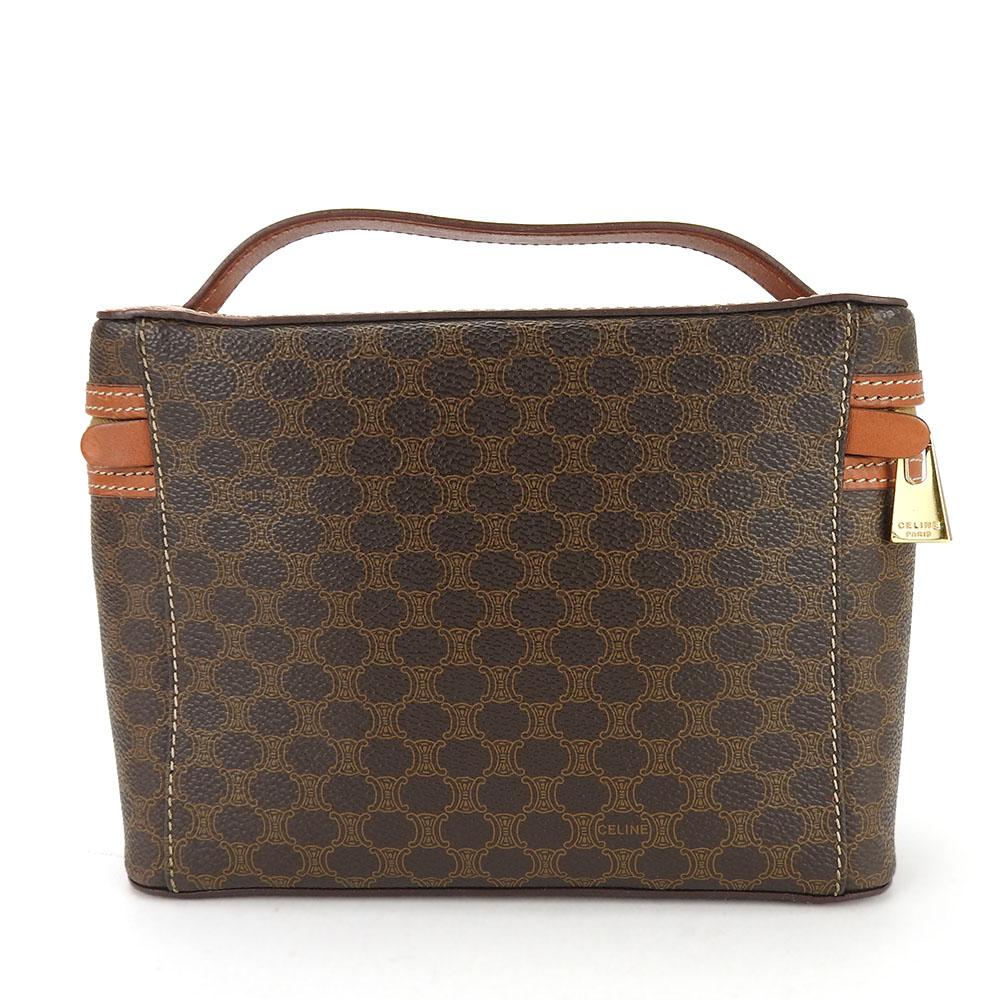 Bolsa de Mão CELINE Usada Macadam PVC/couro Marrom Bolsa de Necessaire