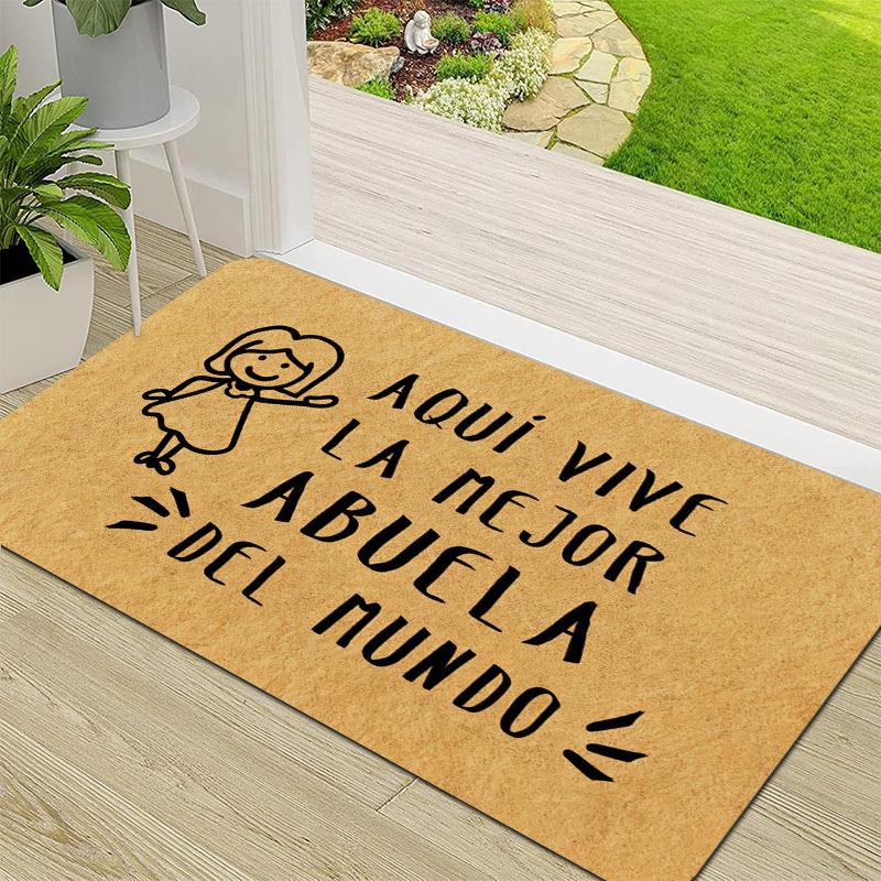 Spanish Grandma Text Welcome Doormat, Non-Slip Entryway Rug, Durable Washable Floor Mat for Home and Patio 40x60cm