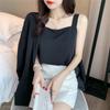Square Collar Halter Vest Women's Summer Chiffon Loose Black and White Inside Wear Sleeveless Bottom Shirt Top