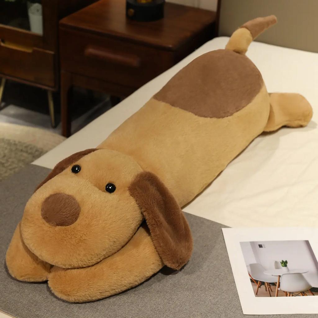 Kawaii Cartoon Puppy Long Pillow Soft Cozy Doggy Plush Doll Warm Lovely Sleeping Throw Pillow Lovely Home Decor Kids Companion