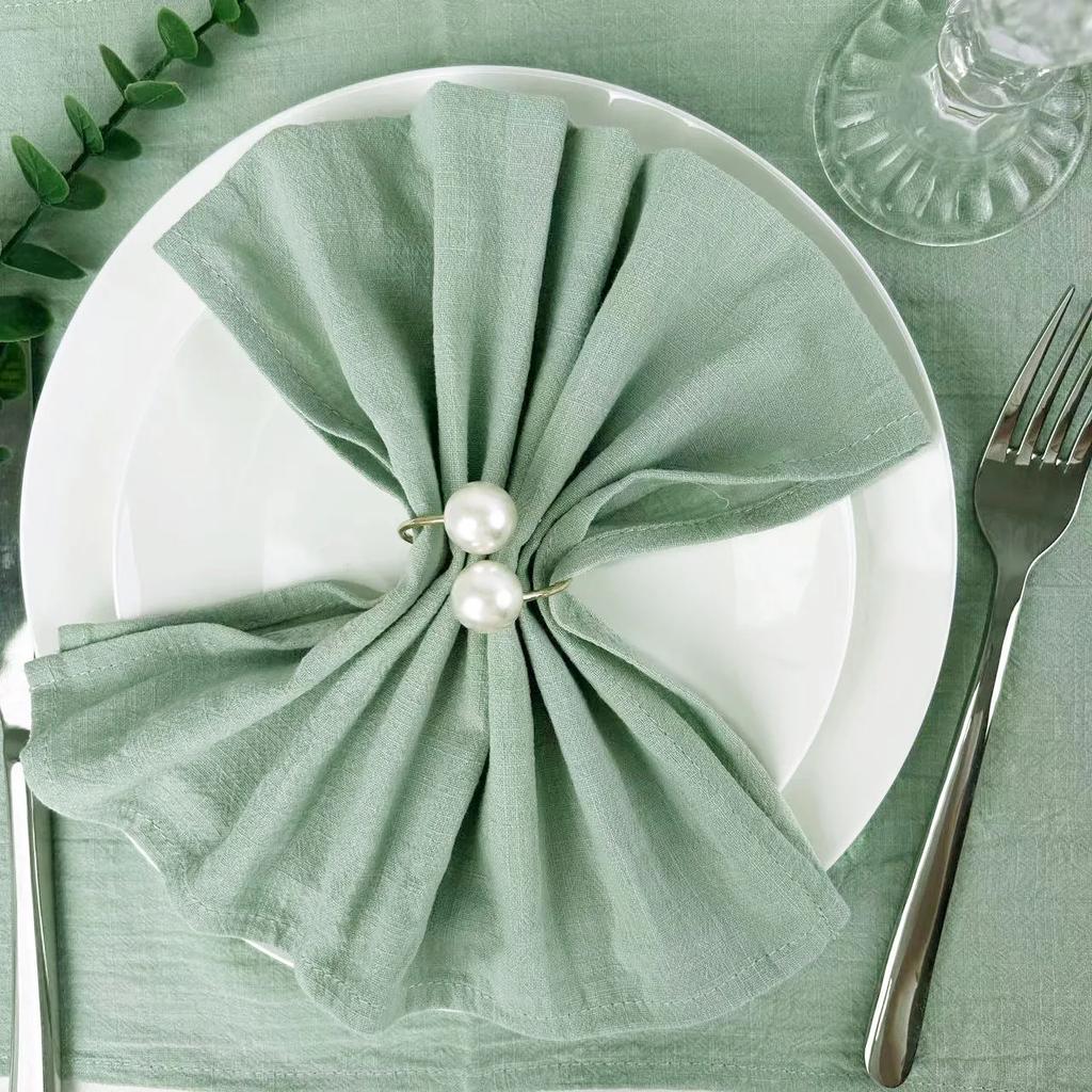 24pcs Napkins Cotton Soft Dinner Napkins Cloth 30x45cm Baby Blue Rustic Table Napkins for Wedding Party Easter Table Decoration