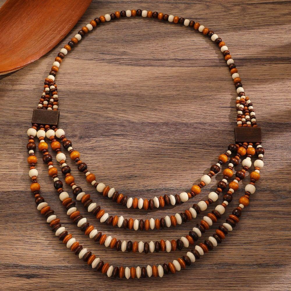 Colorful Bohemia Necklace Set Ethnic Style Geometric Beaded Necklace  Bridal Jewelry