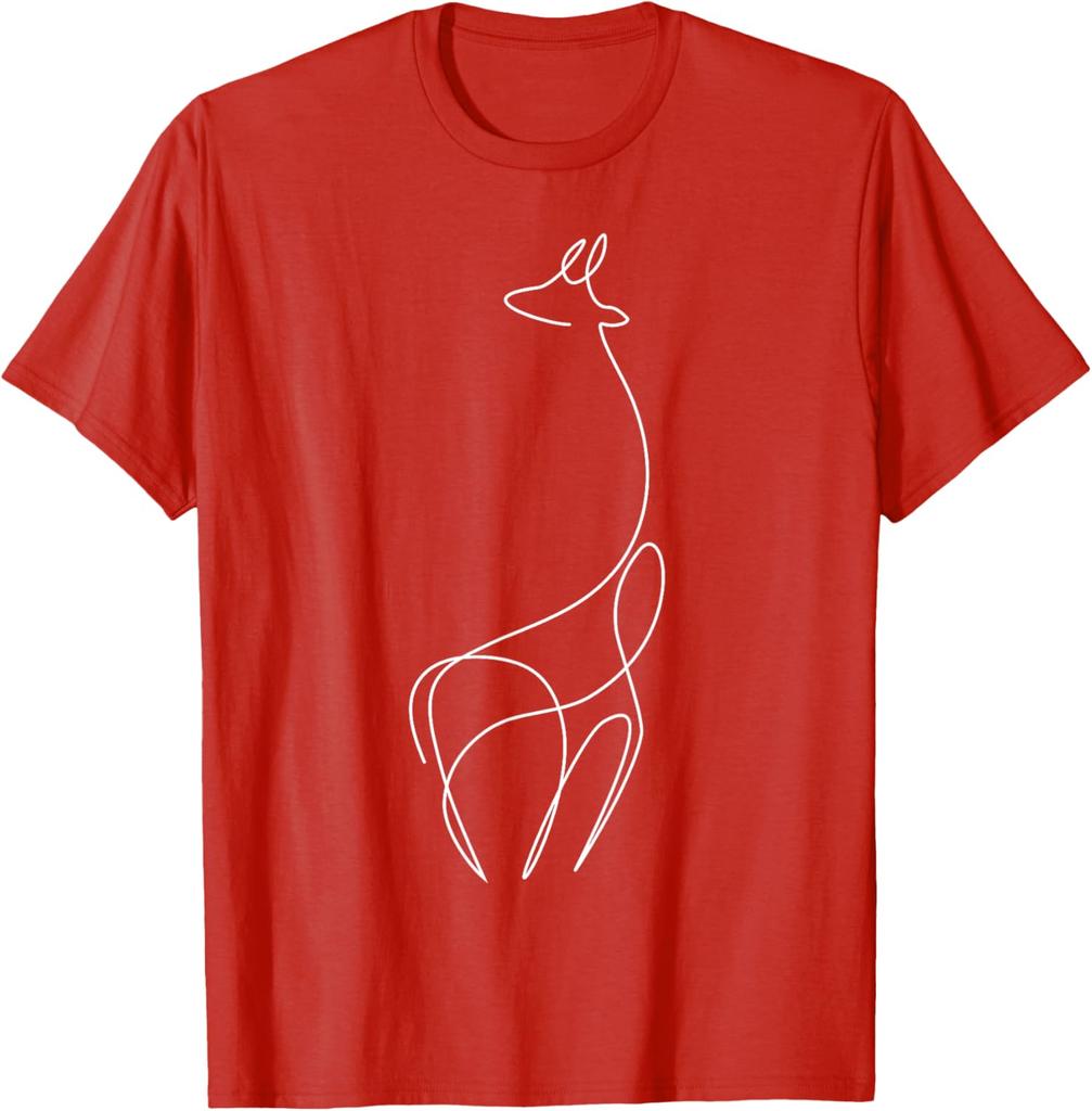 Minimalist Giraffe Tshirt Minimalism Outline Lineart Tee TShirt Unisex Summer Streetwear Tops Cotton Graphic T Shirts