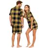 Couple Matching Pajama Set Short Sleeve Button Down Shirt with Hem and Shorts Set Soft Casual Sleepwear Available In Sizes S To XXXXL