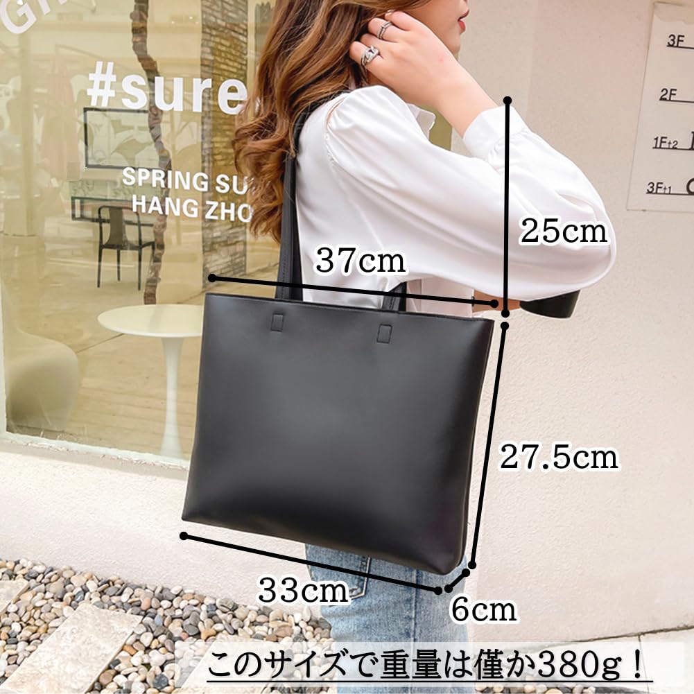 Yumemono Leather Tote Business Fits A4 Recruitment Job Hunting For On and Off Thin and Lightweight Women's Bag, Bag, Size, Bag, Bag, Use, (Black)