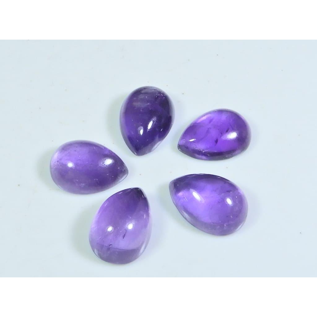 9X13MM Natural Amethst Ring Size Pear Cabochon Loose Gemstone 5Pcs Lot 25Cts A-448