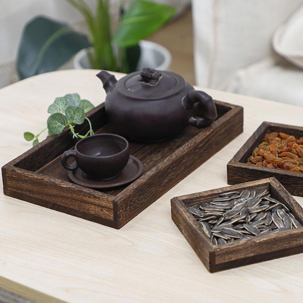 Wood Serving Tray Platter Decorative Food Trays Coffee Table Breakfast Nesting Multipurpose Tray for Patio Versatile Tray Home
