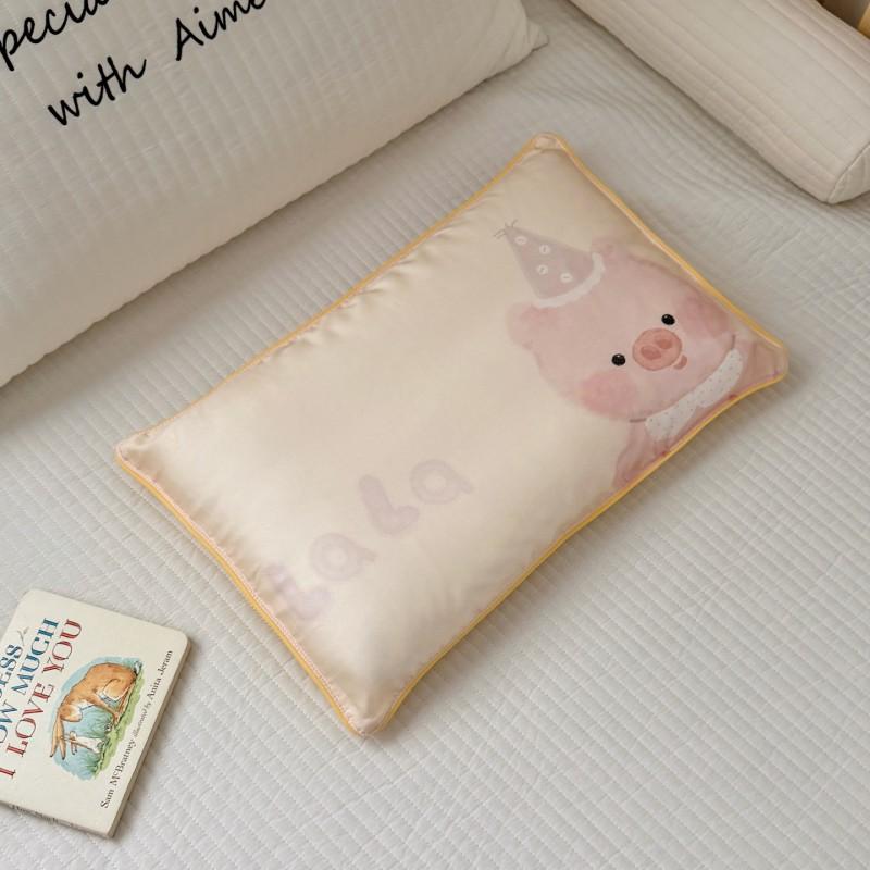 60s Tencel Kids Pillowcase 30x50cm Cartoon Print Cool Sleep Cover Toddler Nursery School Use
