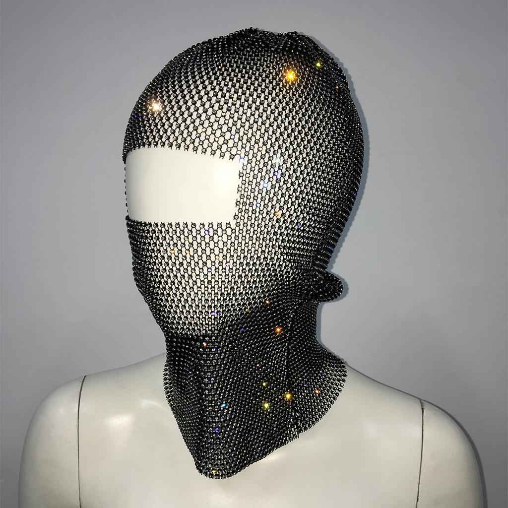 Fashion Bling Rhinestone Face Mask Full Coverage Sun Protection Stylish Face Shield Headgear