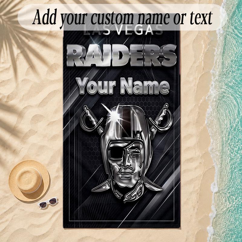 Beach TowelLas Vegas Raiders Custom Name Text Personalized Soft Towel for Beach Pool Indoor Home Decor Gift