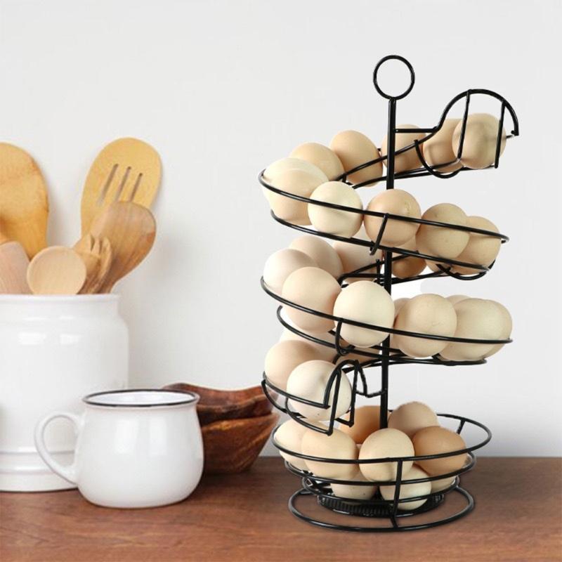 Helical Eggs Rack with Space Saving Design Holds 36 Eggs Includes Storage Box for Organized Refrigerator and Easy Kitchen Access