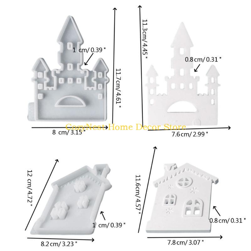 92MF Castle House Candle Holder Castings Molds Resins Moulds Gypsum Clay Molds Candlesticks Silicone Molds Home Decorations