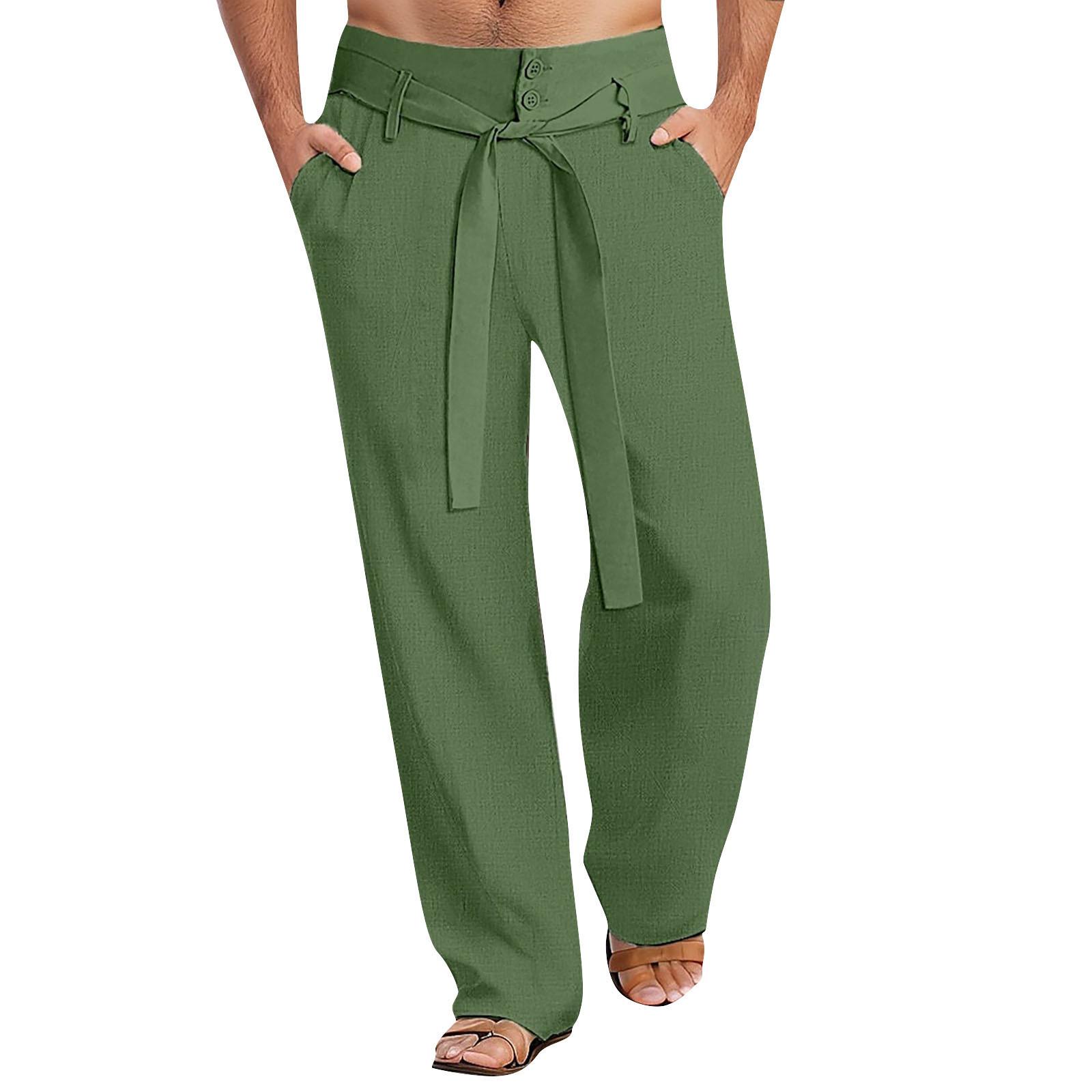 

Men s Overalls Drawstring Multi Pocket Casual Pants Hiking Pants Cotton Twill Pants XXL зелений