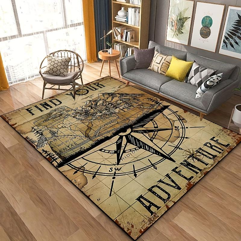 Alfombra de Área con Patrón de Anillo del Mapa de la Tierra Media, Alfombra Grande para Sala de Estar, Dormitorio, Sofá, Felpudo Decorativo, Alfombra de Piso Antideslizante para Niños