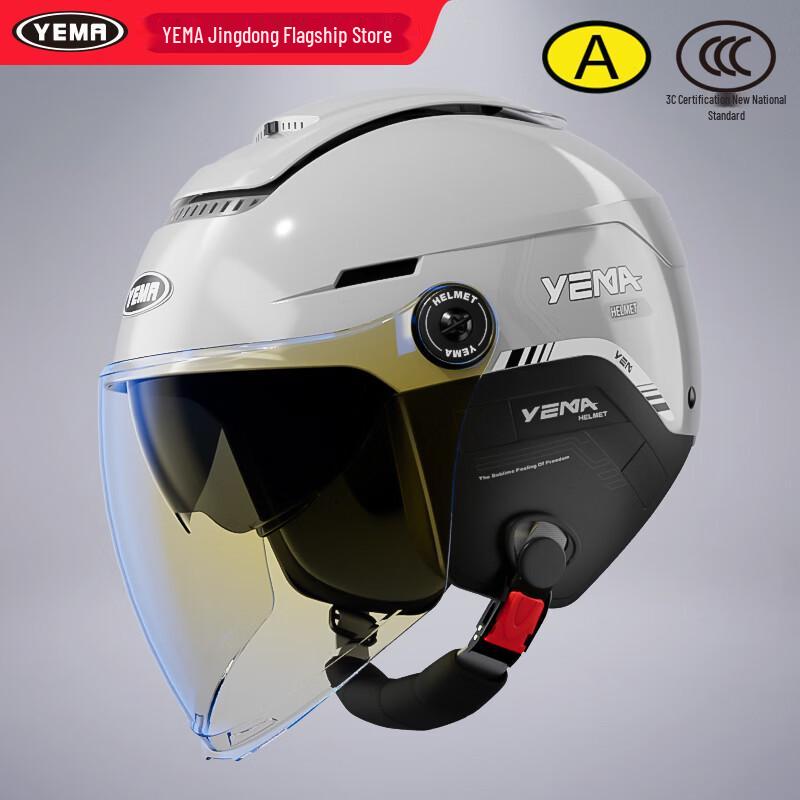 YEMA 370S Dual Visor All-Season Motorcycle & E-Bike Half Helmet