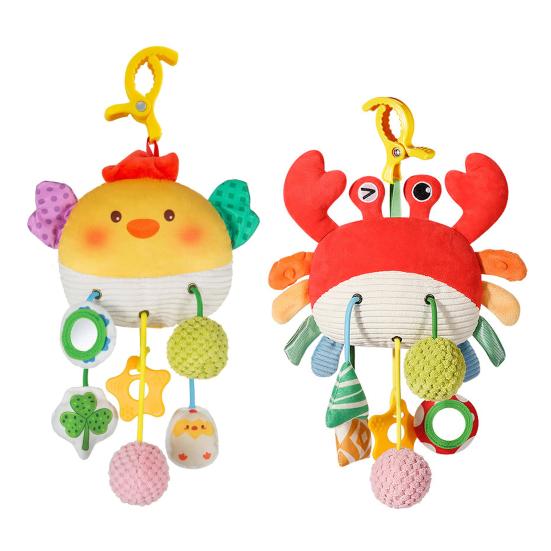 Car Seat Toy Baby Crab Pull Toy Soft Cloth Activity Toy Clip-on