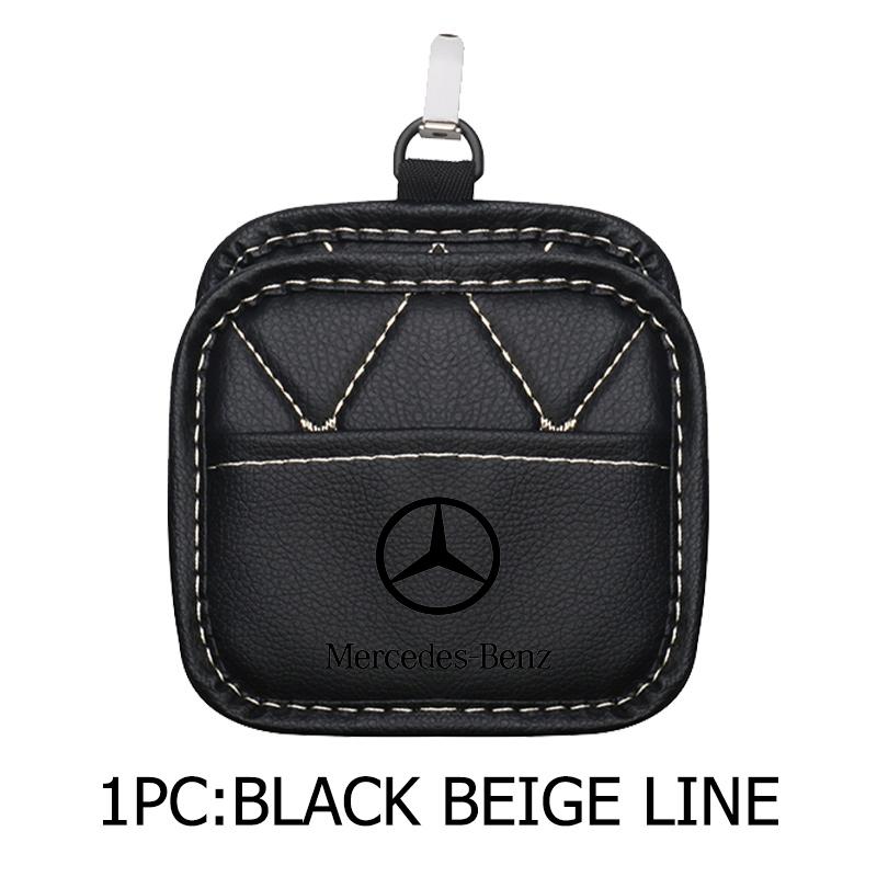KLFKR1 Leather Car Storage Bag Air Vent Organizer Box Glasses Phone Holder Storage Box For Benz AMG Exclusive A C E R V Class CLA CLS