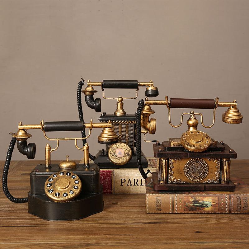 European Retro Old-fashioned Telephone Desktop Ornament Living Room Wine Cabinet Office Home Decoration Photo Props