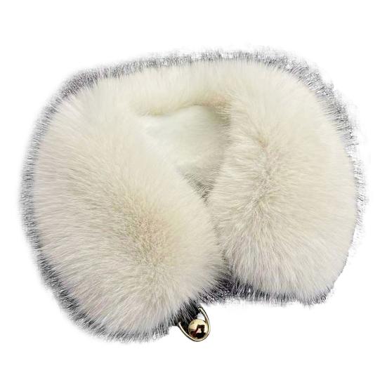 Fake Scarf Puffy Collar Trim Fur Neck Scarf Adjustable Button Fastening Faux Removable Plush Winter Warmer