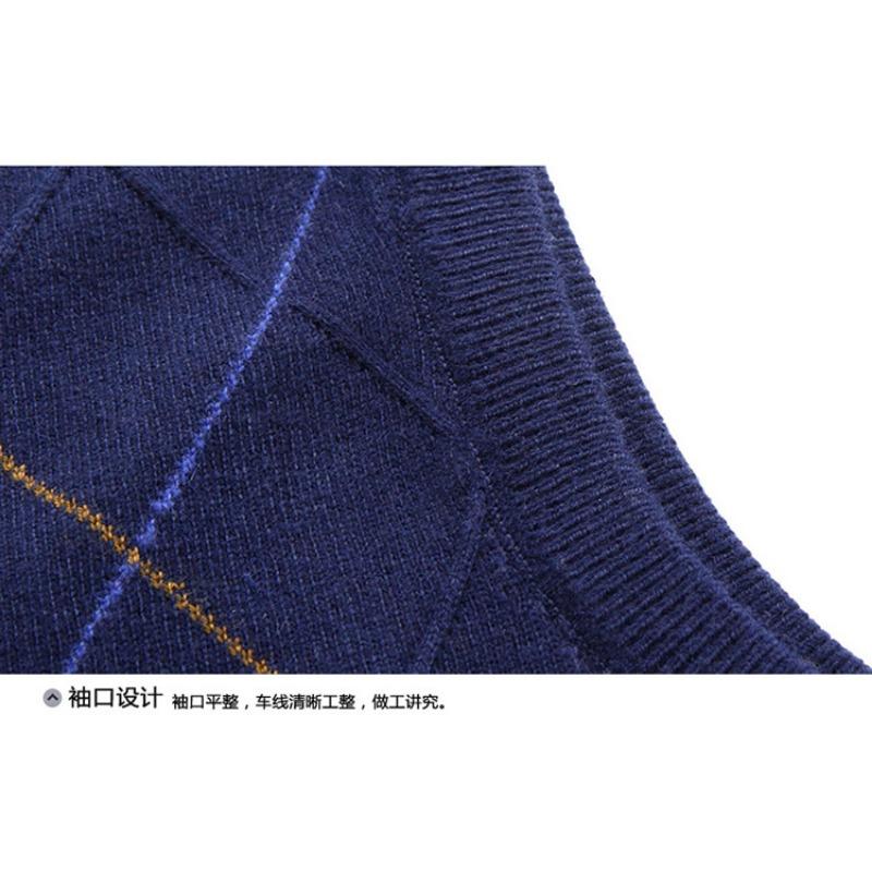 Men S Sleeveless V Neck Plaid Knit Vest Pullover Casual Top