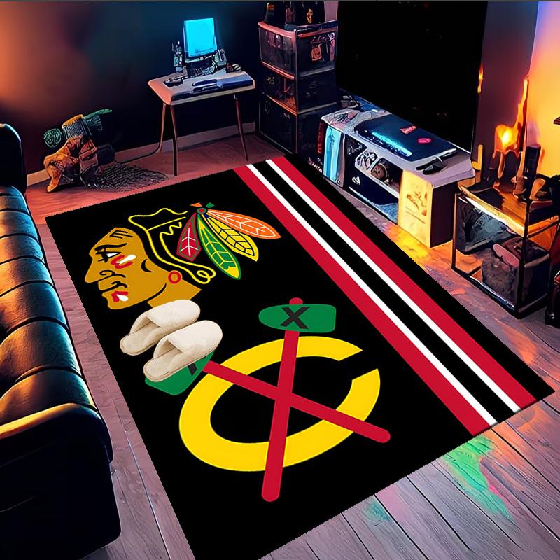Chicago-Blackhawks Logo Bereichsteppich Geeignet für Innen- und Außenbereiche, Teppiche für Küchen, Häuser, Büros, Wohnzimmer, Heimdekoration, Weihnachtsgeschenk