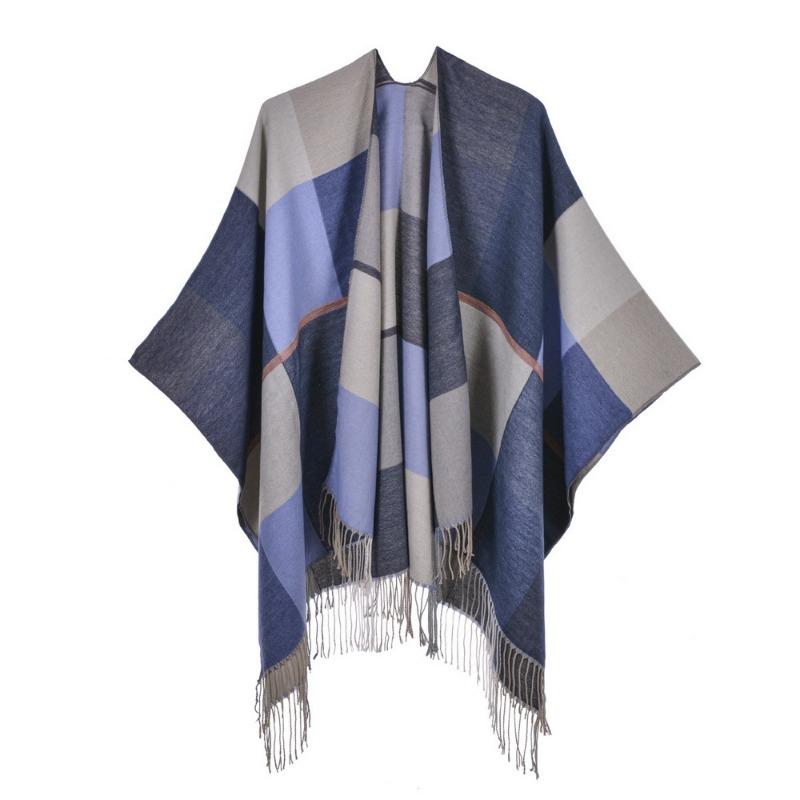 New women's scarf shawl retro fashion jacquard split fork thickened warm shawl cape