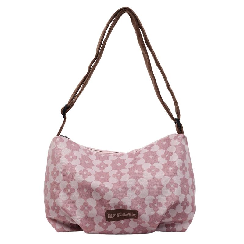 

Canvas Shoulder Bag Women s Printed Crossbody Bag Large Capacity Travel Bag рожевий