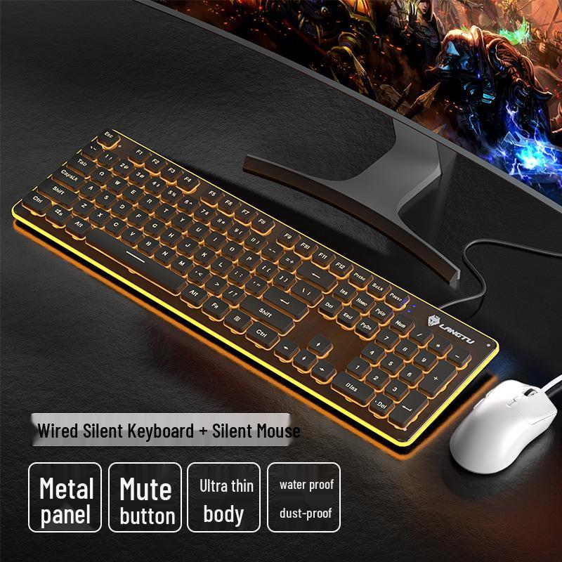 Silent Wireless Wolf Path Keyboard & Mouse Set for Office & Gaming