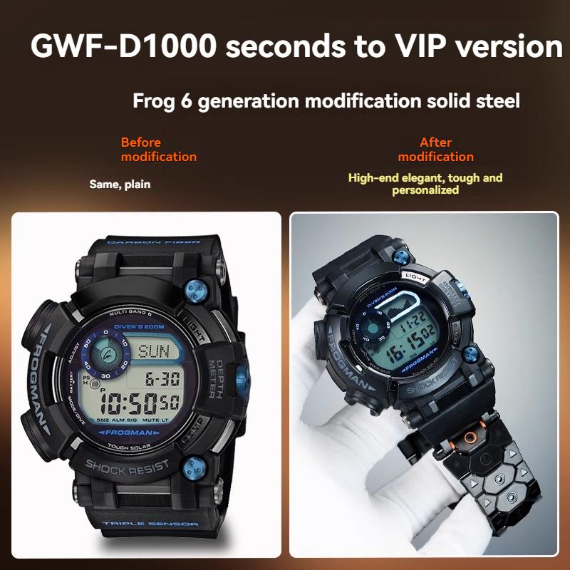 For CASIO Sixth Generation Frogman 3445 GWF-D1000B Series Modified Steel Strip Metal Stainless Steel Trendy Watch Strap