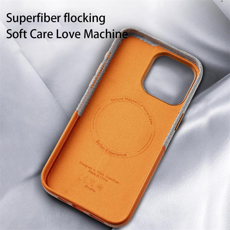 Double Leather Microfiber Flocked Magnetic Phone Case For iPhone 13 12 14 15 16 17 Pro Max Plus Wallet Card Insertion Protective