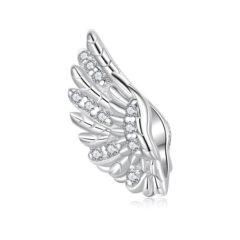 

WOSTU 925 Silver Virgin Mary Pendant Cross Charms Wings of Protection Beads Fit Bracelet Necklace DIY Gift