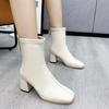 2026 autumn new high-heeled large-size short boots women's thick-heeled spring and autumn single boots British style square-head Martin boots