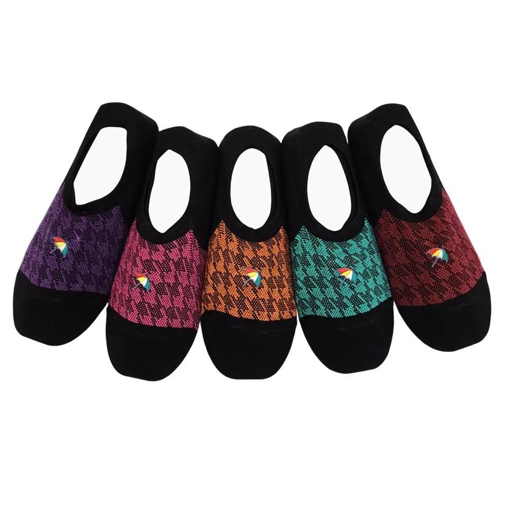 Arnold Palmer Women s Non-Slip No-Socks (5 Pairs) Gift for Grandma 5 pairs of patterned 3D slippers