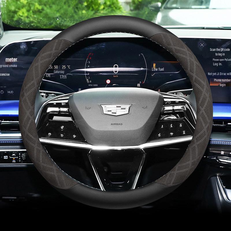 Suede Steering Wheel Cover for Cadillac XT5, XT6, XT4, CT5, CT6, CT4, XTS, ATS